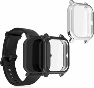 【2個セット】 Huami Amazfit Bip/Bip Lite ケース 保護ケース フルカバー シリコン 耐衝撃 全体保護 黒色/シルバー...(黒色 シルバー) 