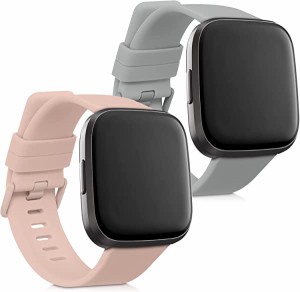 【2個セット】 Fitbit Versa/Versa Lite/Versa 2 バンド 交換ベルト シリコンバンド ソフト TPU 耐久性 アンティークピンク/グレー 送料