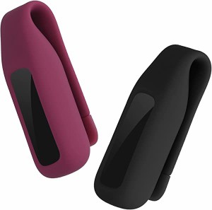 Fitbit luxe 2x クリップホルダー シリコン フィットネストラッカー クリップ...(黒色 ボルドールージュ) 送料無料