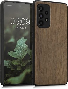 Samsung Galaxy A53 5G 木製ケース 木製 携帯ケース TPUバンパー ナチュラル ウッド スタイル...(こげ茶色) 送料無料