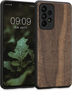 Samsung Galaxy A53 5G 木製ケース 木製 携帯ケース TPUバンパー ナチュラル ウッド スタイル デザイン...(こげ茶色) 送料無料