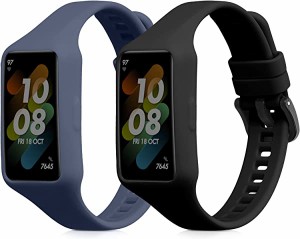 【2個セット】 Huawei Band 7 Band 6 Pro/Band 6 バンド 交換ベルト シリコンバンド ソフト TPU 耐久性 黒色/紺色