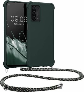 Oppo A74 (5G) A54 (5G) ケース 肩掛けケース ロープ ストラップ付き シリコン カバー 斜めがけ...(モスグリーン) 送料無料