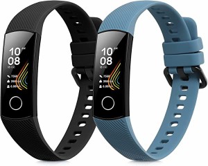 【2個セット】 Honor Band 5 Band 4 バンド 交換ベルト シリコンバンド ソフト TPU 耐久性 黒色/ブルーグレー 送料無料