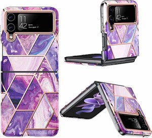 Galaxy Z Flip3 ケース スリムケース 大理石柄ケース TPU ソフトケース Samsung Galaxy Z Flip3 5G 2022ケース -紫の