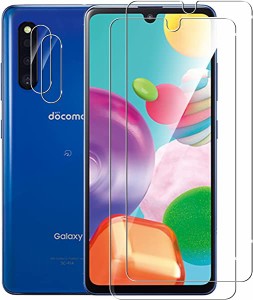 Galaxy A41 ガラスフィルム2枚+ギャラクシー A41 カメラフィルム 2枚セット docomo SC-41A au SCV48 フィルム 強化ガラス Galaxy A41 SC-