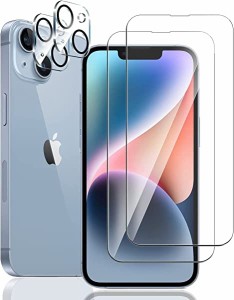 2+2枚 iPhone 14 ガラスフィルム【２枚入り】＋ iPhone14 カメラフィルム【2枚入り】iPhone 14フィルム 全面保護フィルム 硬度9H 高透過