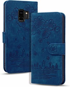 Galaxy S9 ケース 手帳型 ギャラクシー S9 ケース さくら柄 Galaxy S9 docomo SC-02K au SCV38 用カバー 油絵デザイン ヴィンテージカラ