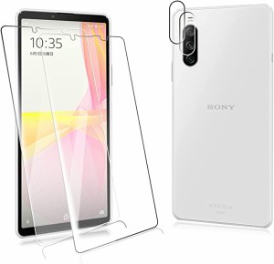 【４枚入り】 Sony Xperia 10 III SOG04 au ガラスフィルム（2枚入）+ Sony Xperia 10 III SOG04 au カメラフィルム（2枚入）超薄型硬度9