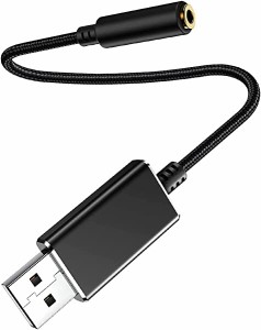 USB to 3.5mm オーディオケーブル サウンドカード USBポート-3極（TRS）/4極（TRRS） オーディオインターフェース 3.5mmミニジャック変換