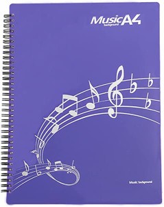 楽譜ファイル A4サイズ リング式 楽譜入れ 収納ホルダー 20ページ40枚 クリアファイル 直接書き込めるデザイン (パープル)