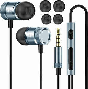 送料無料 イヤホン 有線 3.5mm マイク付き HIFI音質 音量調整 重低音 リモコン付き クリア通話 高遮音性 ノイズ遮断 テレワーク/在宅勤務