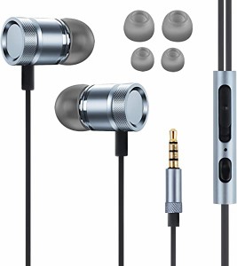 イヤホン 有線イヤホン 3.5mm 2023新登場 HIFI 音量調整 重低音 マイク付き 通話対応 リモコン付き ノイズキャンセリング 軽量 Android/P