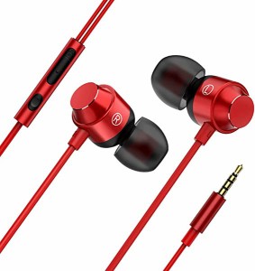 イヤホン 有線 3.5mm マイク付き HIFI音質 音量調整 重低音 リモコン付き クリア通話 高遮音性 ノイズ遮断 テレワーク/在宅勤務/会議/ウ