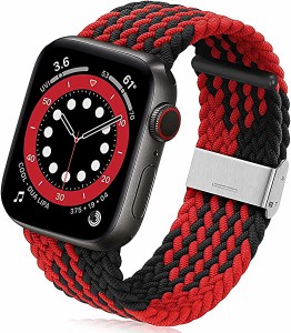 Apple Watch バンド 38mm 40mm ソフトナイロン編組弾性バンド金属バックル 長さ簡単調節 工具不要 アップルウォッチシリーズ 適応 iWatch