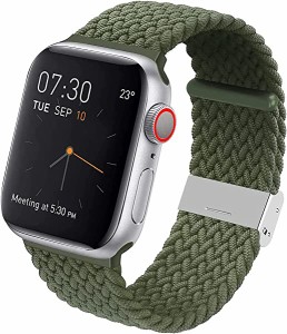 Apple Watch バンド 38mm 40mm ソフトナイロン編組弾性バンド金属バックル 長さ簡単調節 工具不要 アップルウォッチシリーズ 適応 iWatch