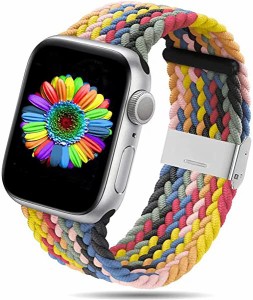 Apple Watch バンド 38mm 40mm ソフトナイロン編組弾性バンド金属バックル 長さ簡単調節 工具不要 アップルウォッチシリーズ 適応 iWatch