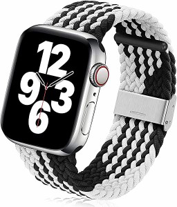 Apple Watch バンド 38mm 40mm ソフトナイロン編組弾性バンド金属バックル 長さ簡単調節 工具不要 アップルウォッチシリーズ 適応 iWatch