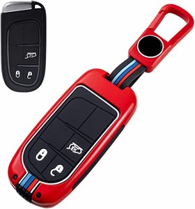 キーケース JEEP用 スマートキーケース キーカバー合金 JEEP専用設計 3J Bキーホルダー 等に適用キーケース (レッド) 送料無料