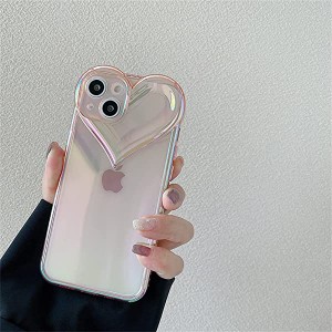 iphone13 ケース 韓国 おしゃれ 可愛い ハート 模様 スマホケース スマホカバー クリア 半透明 レーザ あいふぉん13 ケース iphone ケー