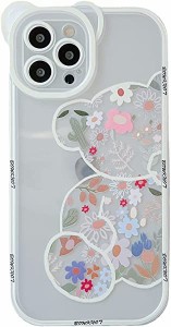 iphone13 ケース 韓国 かわいい 小さな花 くま 透明 クリア スマホケース スマホカバー 超軽量 薄型 あいふぉん13 ケース iphone ケース 