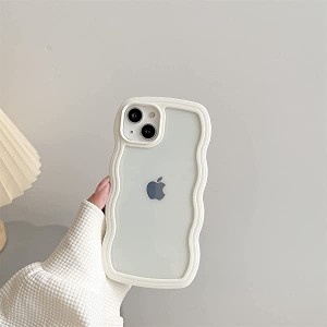 iphone13 ケース 韓国 おしゃれ シンプル 白い 波状エッジ 透明 クリア 2in1 あいふぉん13 ケース iphoneケース 創意 個性 超軽量 薄型 