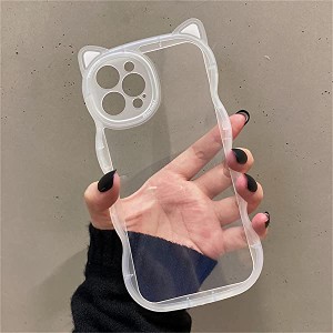 送料無料 iphone11 ケース 韓国 可愛い 猫耳 白い 透明 シンプル ソフトシェル 薄型 スマホケース スマホカバー あいふぉん11 ケース か