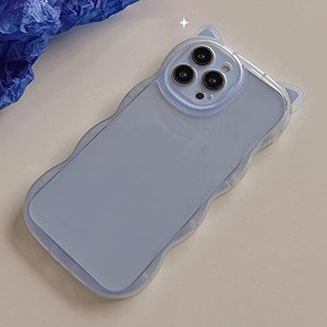 送料無料 iphone13 ケース 韓国 可愛い 猫耳 青い 透明 シンプル ソフトシェル 薄型 スマホケース スマホカバー あいふぉん13 ケース か