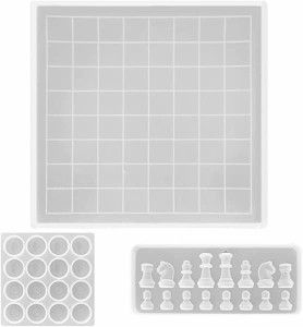 チェス チェスボード 駒 樹脂 モールドセット チェッカーゲーム ボード シリコンモールド 1個 チェッカーピース モールド 1個 チェスピー
