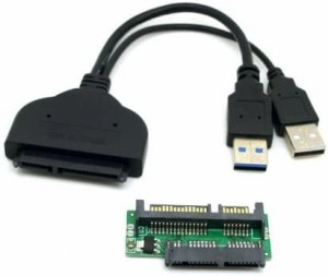 1セット USB 3.0 SATA 22ピン & SATA - Micro SATA アダプター 1.8インチ 2.5インチ ハードディスクドライバー用 予備USB電源ケーブル付