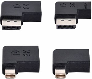 4個セット 左向き ミニディスプレイポート 1.4 8K 60hz - DPアダプター オス メス ウルトラHD UHD ビデオPC ノートパソコン用 送料無料
