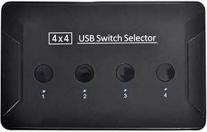 KVM USB 2.0 スイッチ セレクター 4ポート PC 共有デバイス キーボードマウススキャナープリンター用