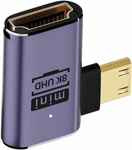 直角 ミニ HDMI オス - HDMI 2.1 メス UHD 延長 ゴールド コンバーター アダプター 8K 60hz HDTV対応 送料無料