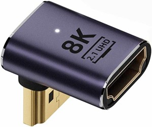 HDMI オス HDMI 2.1 メス L型変換 アダプタ ロープロファイル 垂直 90度 ダウンアングル UHD 延長アダプター 8K 60hz HDTV対応 送料無料