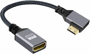 4K Type-C 90度 左角度 ミニ HDMI 1.4 オス - HDMI メス 延長ケーブル DV MP4 カメラ DC ノートパソコン用 送料無料