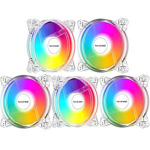 120mm ARGB PCケースファン 静音 25mm厚 6PINコネクタ SATA電源 マザーボード AURA Sync同期 リモコンで制御 透明フレーム 中を光らせる 