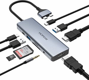 Macbook ハブ Macbook Air Pro 2022 9 ポート USB Type C ハブ USB C HDMI 変換アダプタ 4K出力 PD急速充電 USB 3.0 対応 Thunderbolt 3