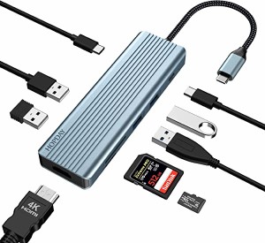 USB C ハブ USB CからHDMI デュアルモニター USB Cアダプター 4K HDMI 100W PD充電 9イン1 USB 3.0 2.0 SD TFカードリーダー MacBook Pro