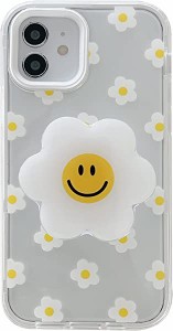 iPhone 7 Plus 8 Plus 花柄 ケース オシャレ 可愛い 北欧 白い デイジー 花 絵柄 花 デザイン スタンド 超薄 透明 クリア 一体型 ソフト 