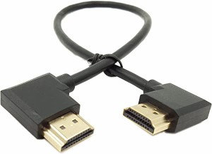 金メッキ 高速 90度 右 HDMI オス - 左 HDMI オスアダプタケーブル イーサネット 3D オーディオリターン対応 (.0.3m R-L) 送料無料