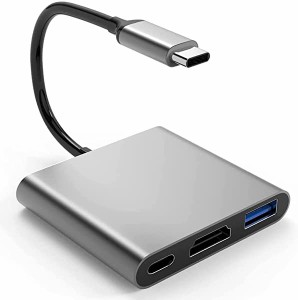 USB Type-C HDMIアダプター 3in1 4K@30Hz解像度のHDMIポート USB 3.0高速ポート 100W急速PD充電ポートを搭載 - MacBook Pro/Air iPad Pro