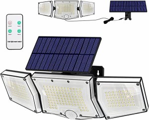 ソーラーライト 屋外 IP65 防水 センサーライト リモコン付 3灯 分離型 人感センサーライト ガーデンライト 屋外 199LED 2000mAh 角度調