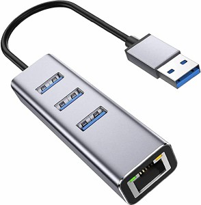 USB ハブ USB LAN 変換アダプター 4ポート 10/100/1000Mbps 1Gbps RJ45 ギガビット USB3.0*3拡張 5Gbps高速データ Windows Mac Linux Chr