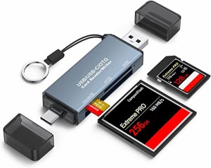 SDカードリーダー USB Type C SD カードリーダー [ USB3.0 Type C 3-in-1 ] 3 枚のカードを同時に読み取る 3スロット搭載 SD/TF/マイクロ