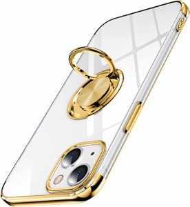 iPhone 14 ケース クリア リング付き アイホン 14 カバー 透明 おしゃれ スマホケース メッキ加工 ソフトケース 耐衝撃 軽量 薄型 ストラ