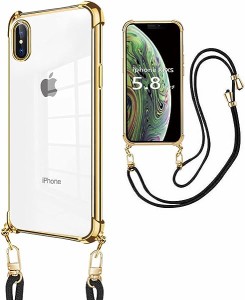 iPhone xs ケース クリア ショルダー 耐衝撃 カバー 薄型 TPU 軽量 肩がけ 首掛け 紐付き バンパー カバー ストラップ付き ストラップホ