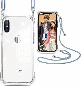 iPhone XS ケース iPhone X ケース ショルダー クリア 耐衝撃 スマホ カバー縦 横 2WAY 調節可能ショルダー クロスボディネックレス より