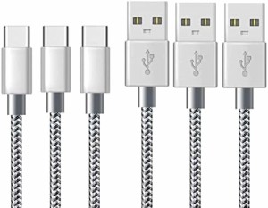 【3本セット 2m+2m+2m】 USB Type C ケーブル タイプc 充電ケーブル 急速充電 高速データ転送 高耐久 ナイロン編み 断線防止 Xperia XZ3 