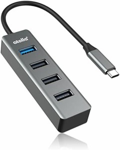 USB C ハブ 4ポートUSB ハブ Type-C USB3.2 Gen1+USB 2.0拡張 USB C Hub バスパワー｜スリム設計 高速データ転送｜タイプC 変換アダプタ