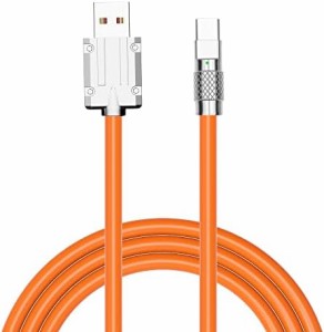 Type-C ケーブル 急速充電 USB タイプC ケーブル 柔かい 断線防止 充電コード USB-A to USB-C 充電 データ転送ケーブル 100cm オレンジ 